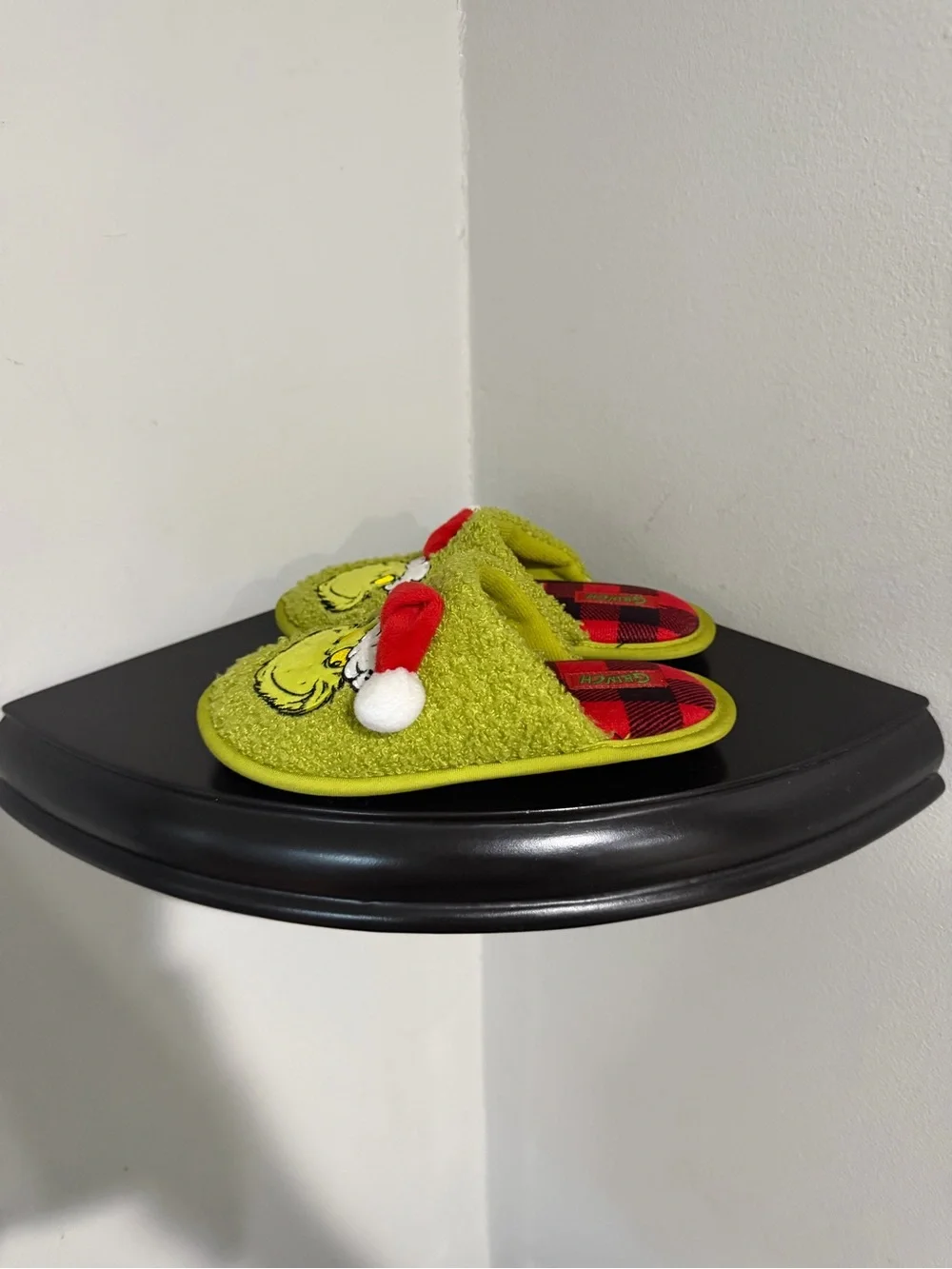 Kids Green Grinch Holiday Slippers